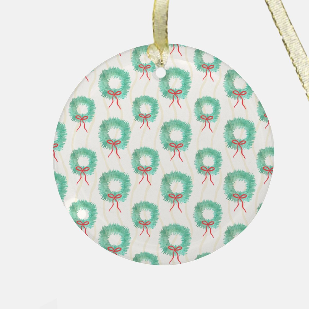 Front Door Wreath Pattern Ornament - Clear Glass (Round)