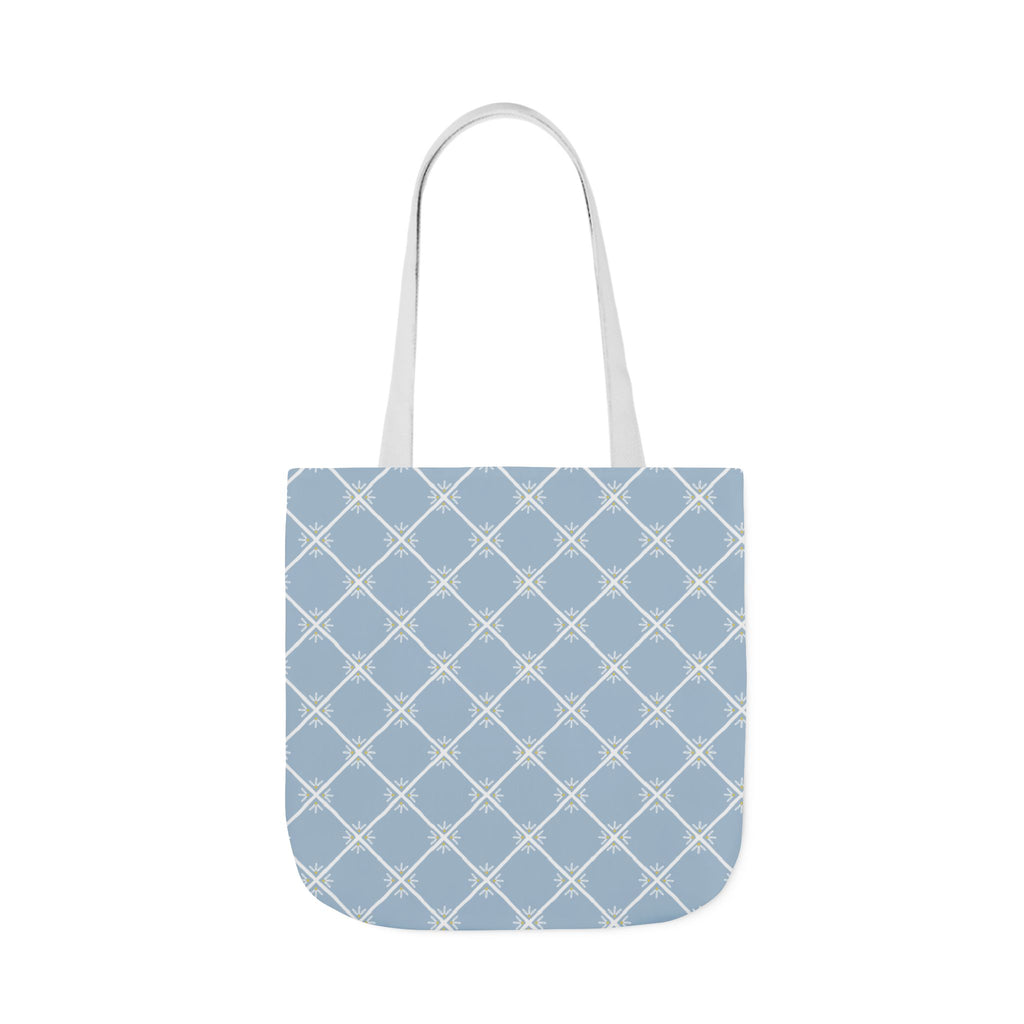 Blue Lattice Canvas Tote Bag - Reusable Beach & Market Tote