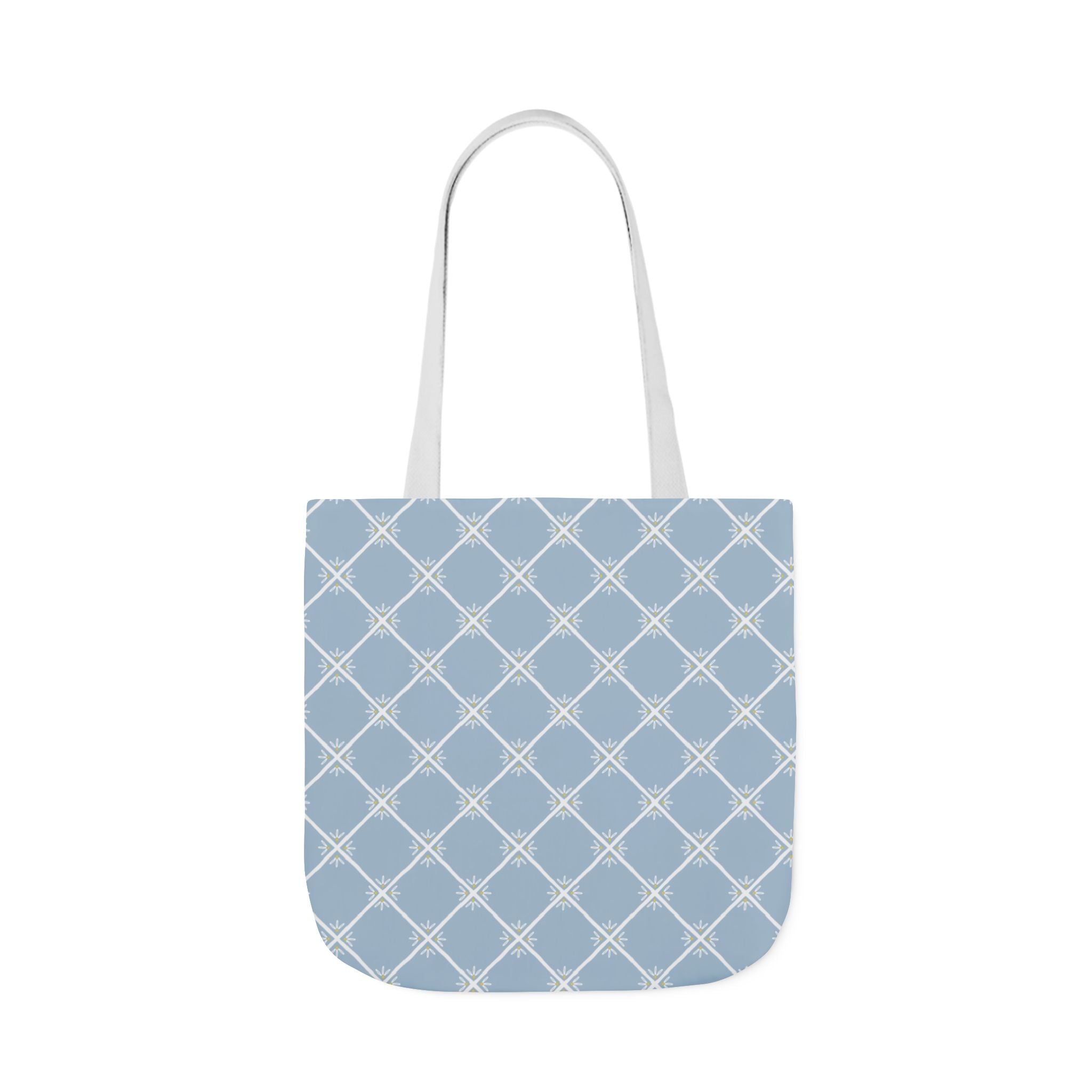 Blue Lattice Canvas Tote Bag - Reusable Beach & Market Tote