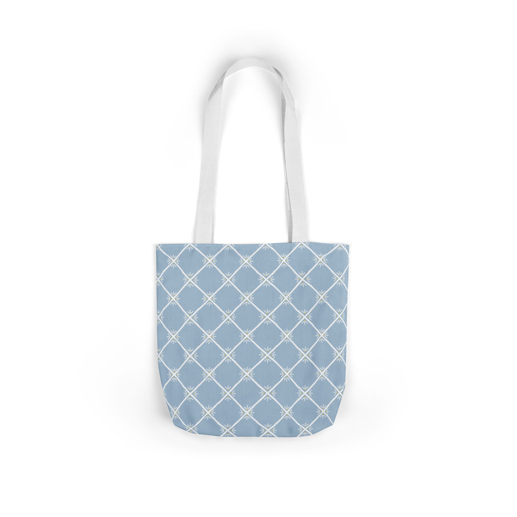 Blue Lattice Canvas Tote Bag - Reusable Beach & Market Tote