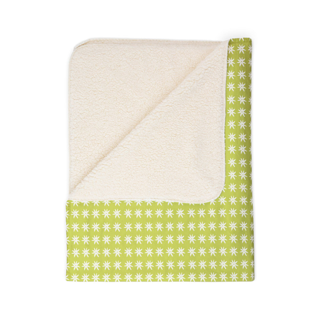 Mille Fleur Sherpa Blanket – Cozy Chartreuse Fleece Throw