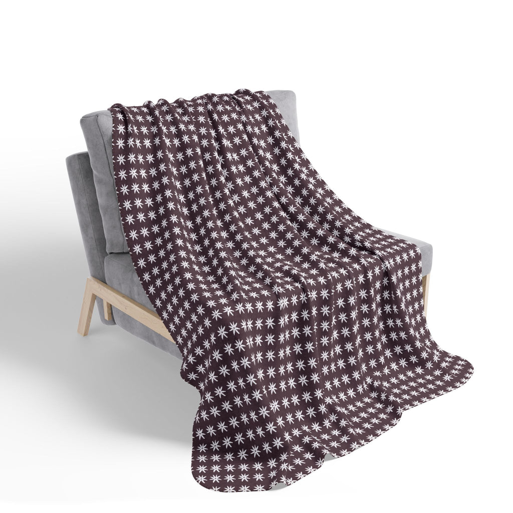 Mille Fleur Sherpa Blanket - Cozy Brown Fleece Throw