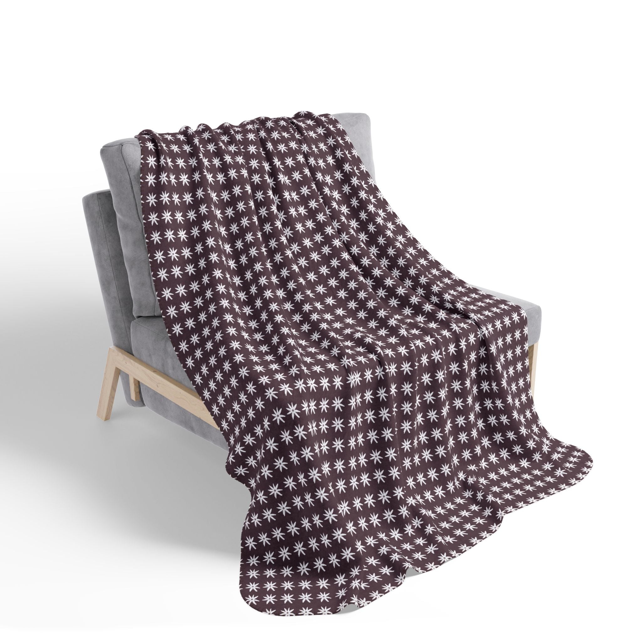 Mille Fleur Sherpa Blanket - Cozy Brown Fleece Throw
