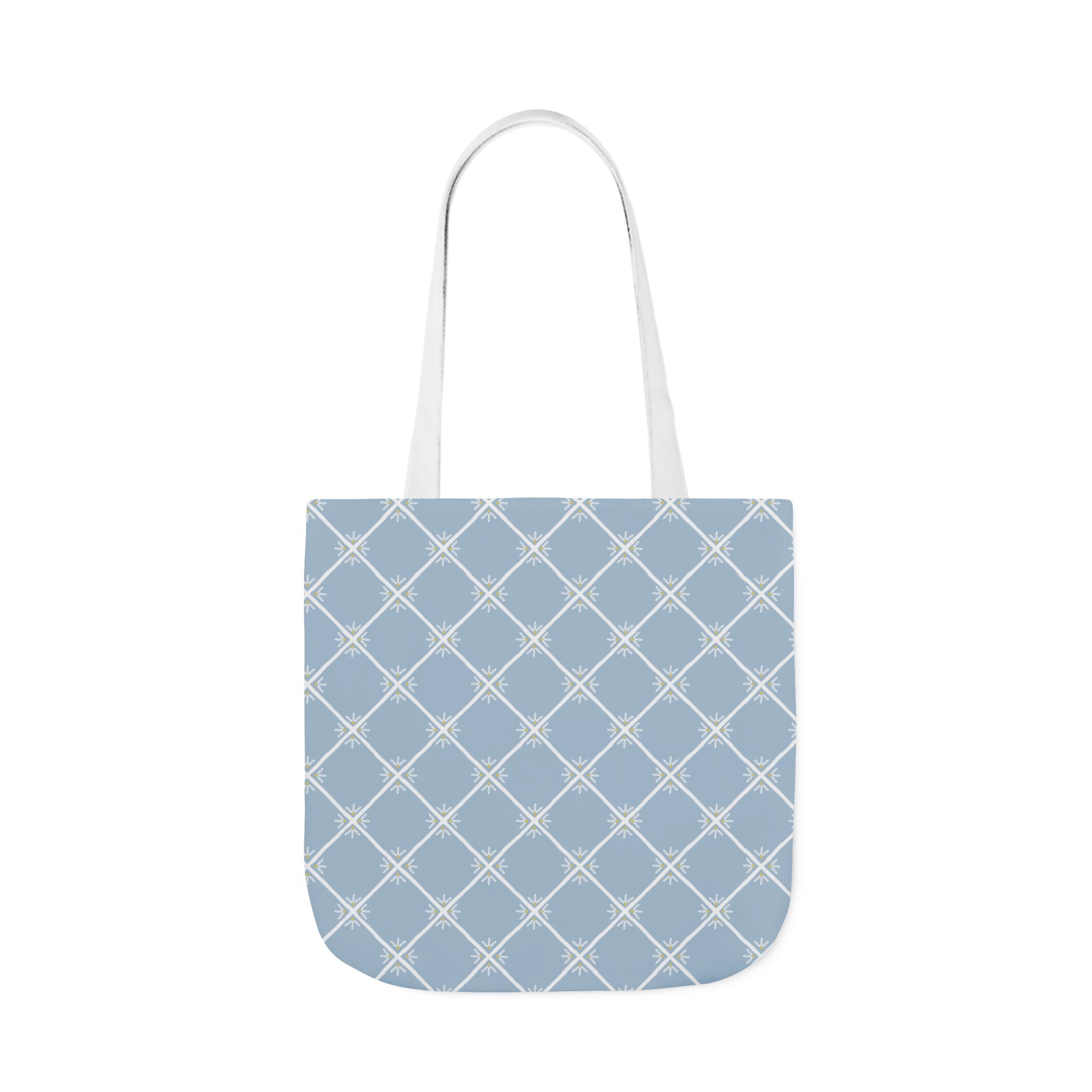 Blue Lattice Canvas Tote Bag - Reusable Beach & Market Tote