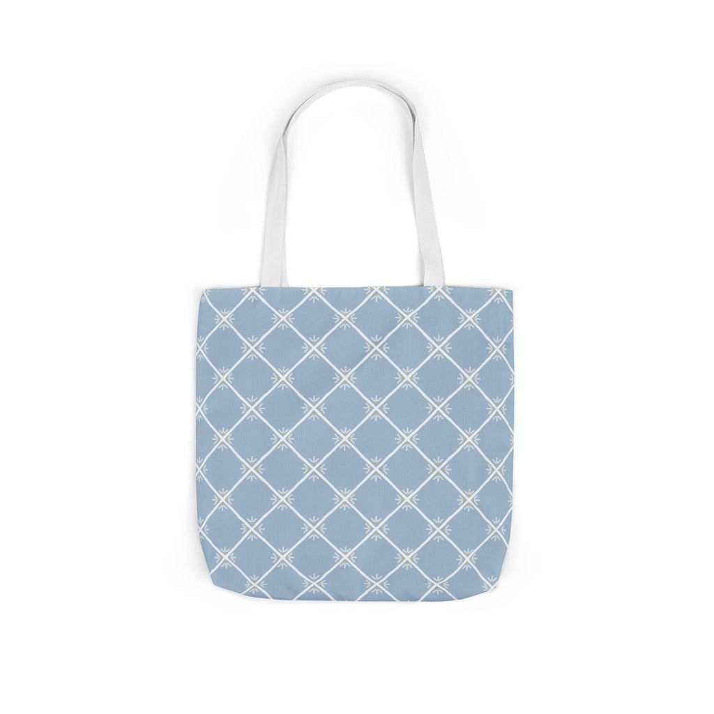 Blue Lattice Canvas Tote Bag - Reusable Beach & Market Tote
