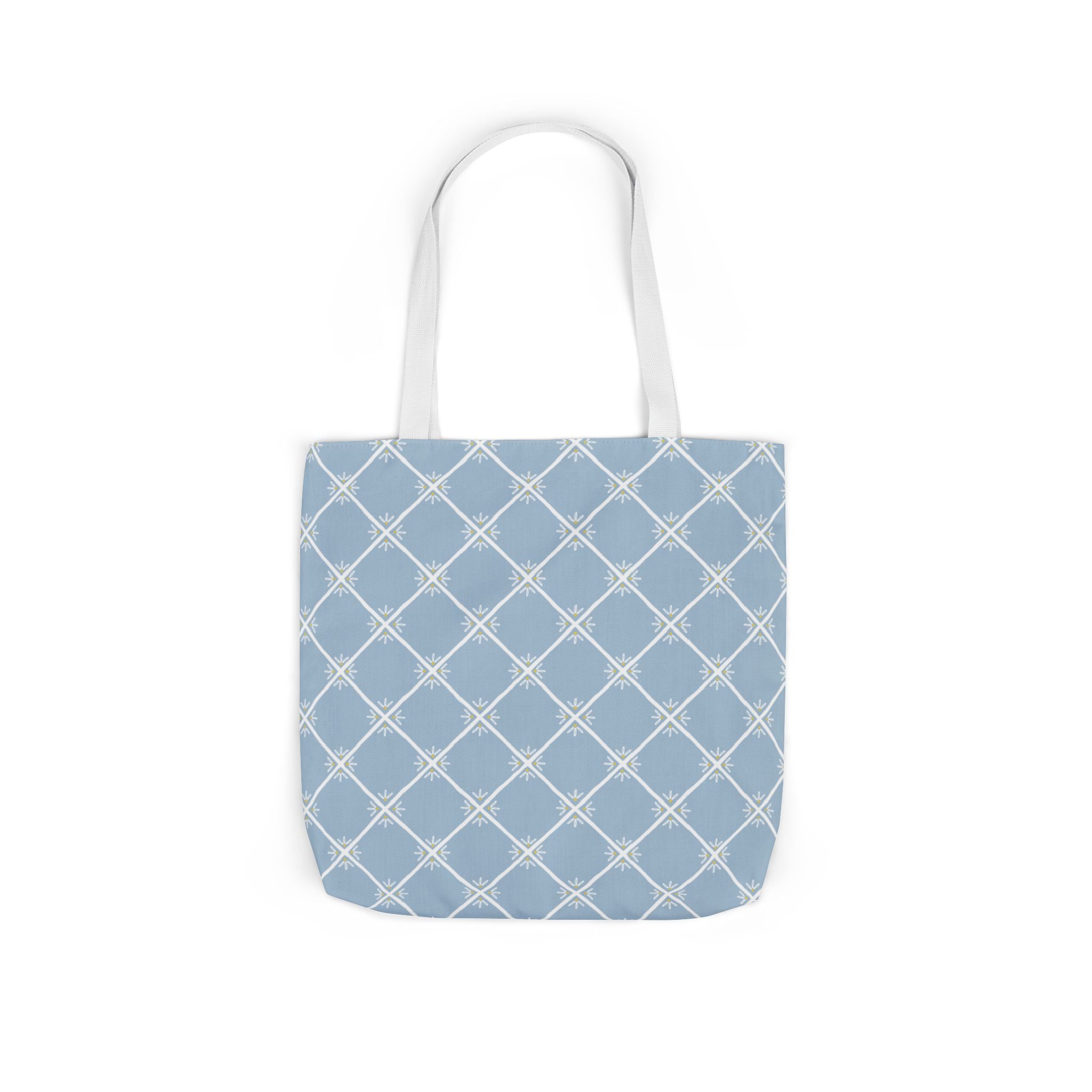Blue Lattice Canvas Tote Bag - Reusable Beach & Market Tote