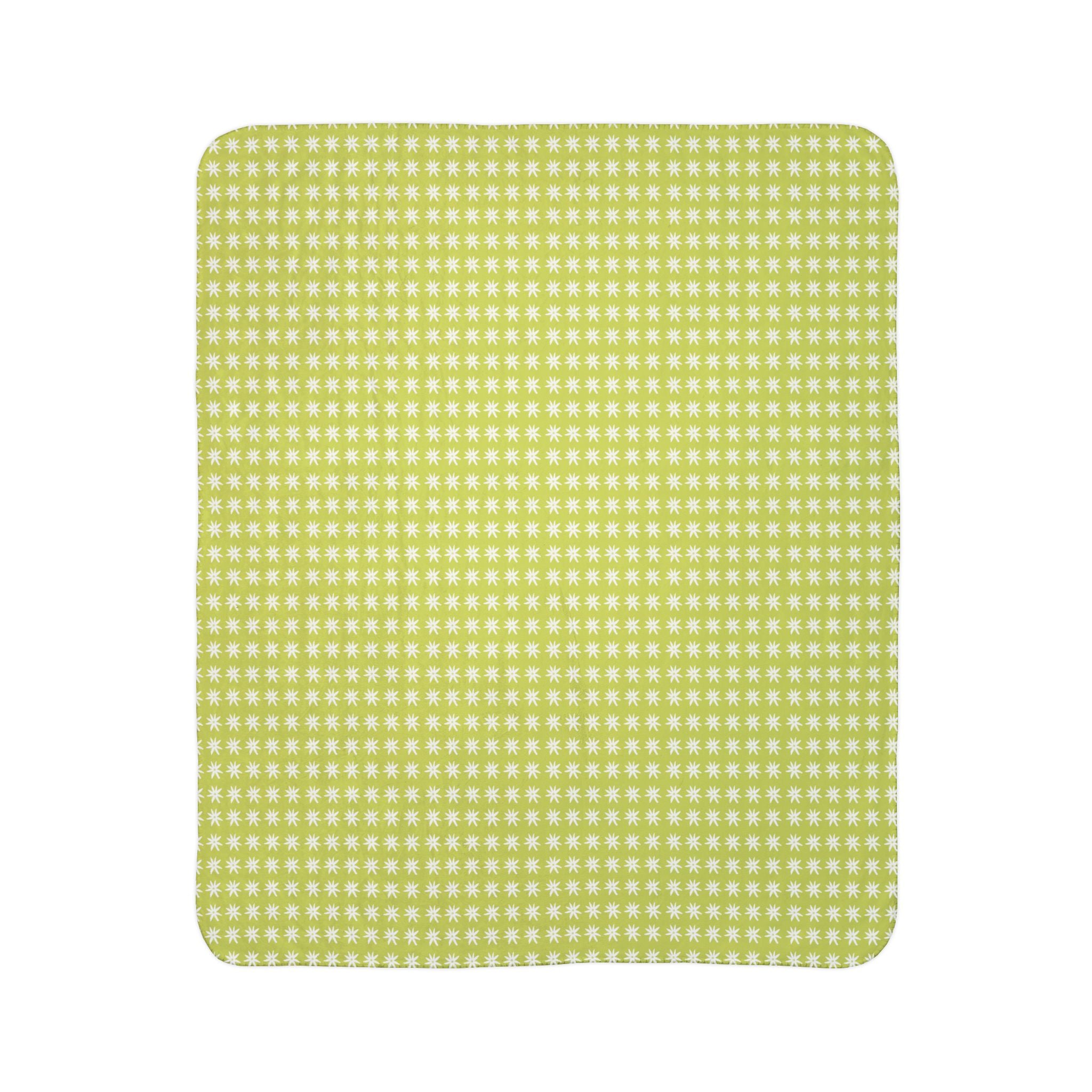 Mille Fleur Sherpa Blanket – Cozy Chartreuse Fleece Throw