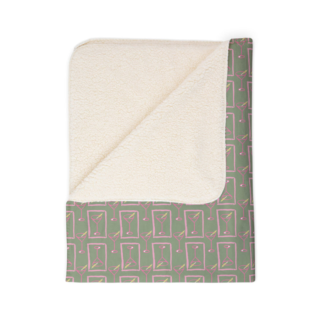 Cocktail Couture Fleece Sherpa Blanket