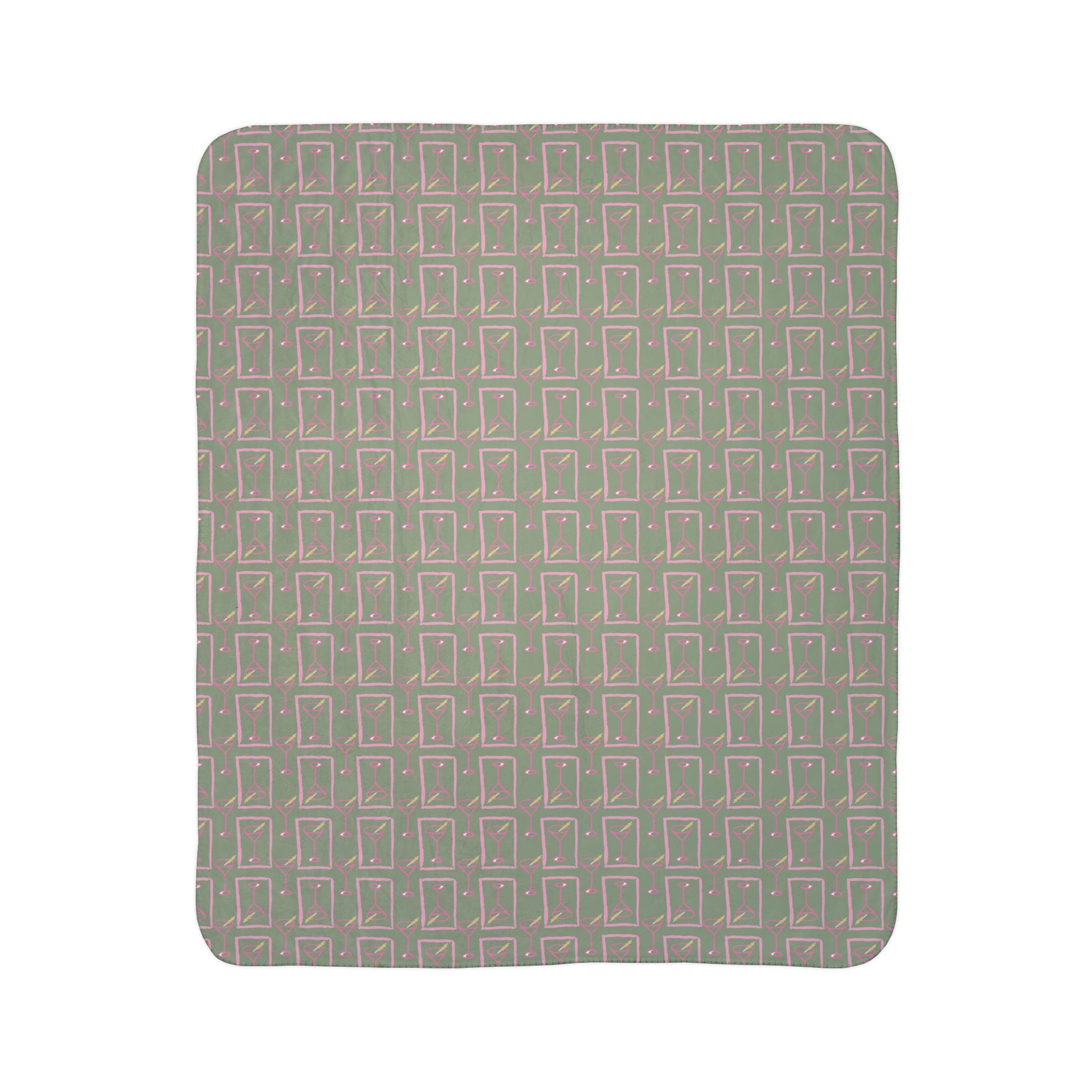 Cocktail Couture Fleece Sherpa Blanket