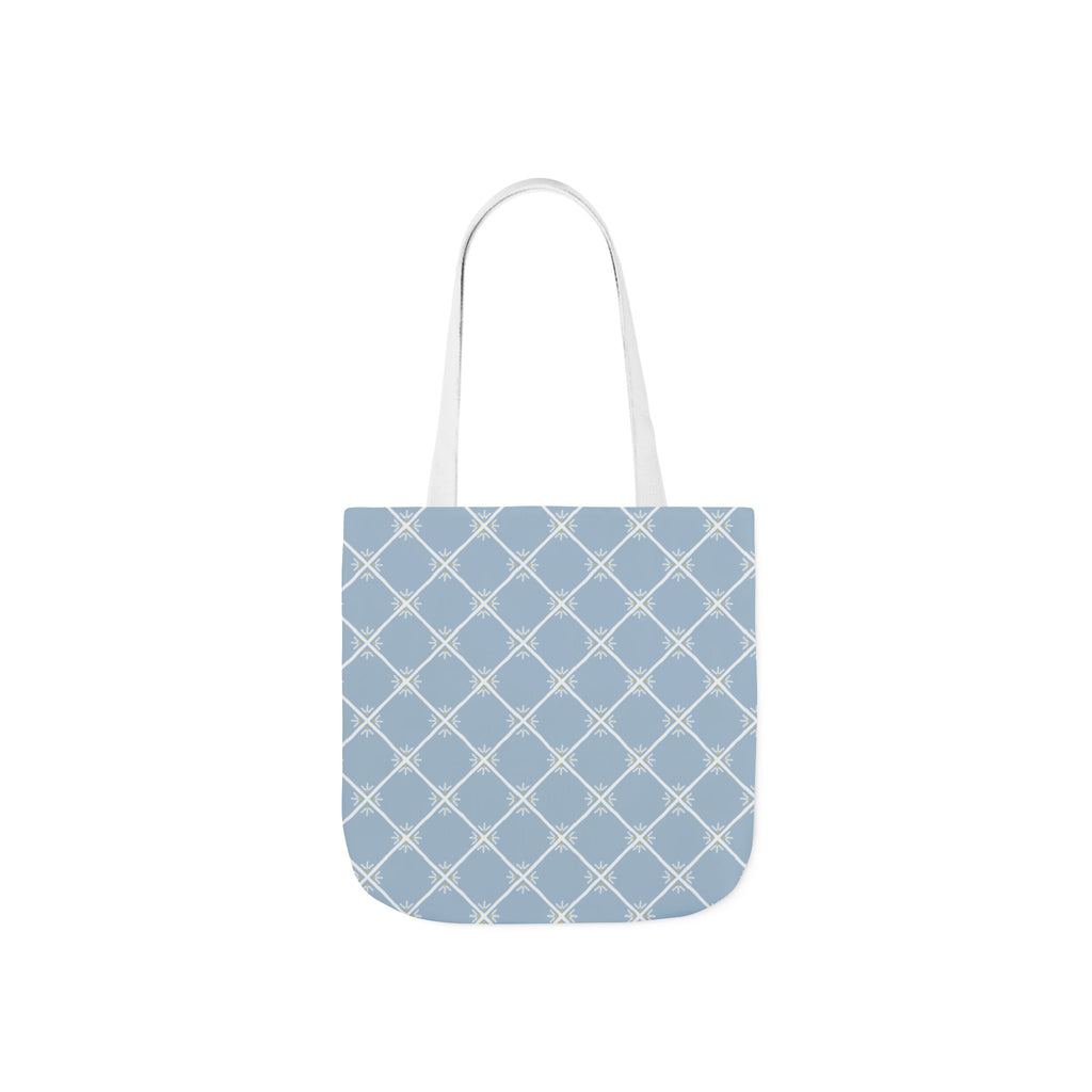 Blue Lattice Canvas Tote Bag - Reusable Beach & Market Tote
