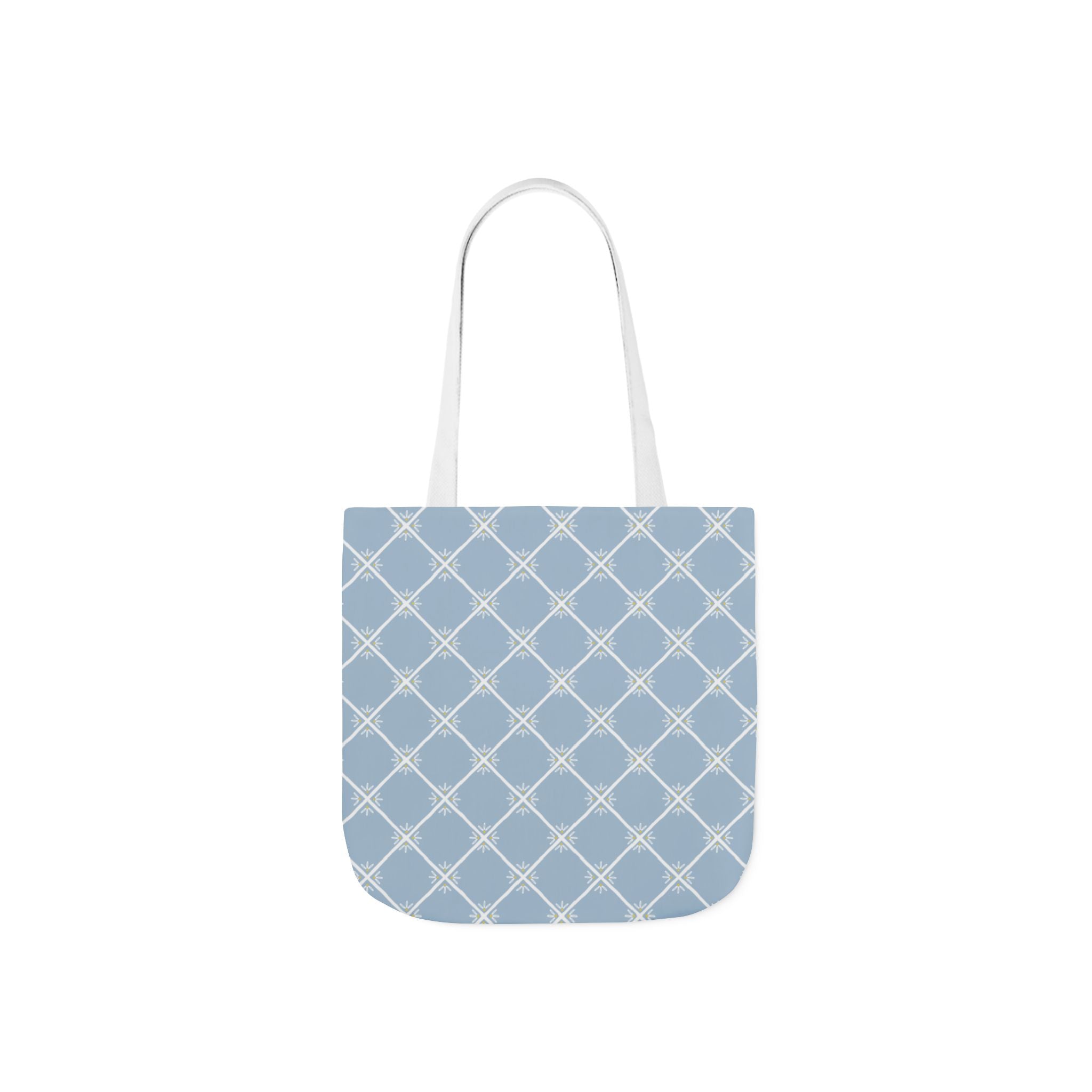 Blue Lattice Canvas Tote Bag - Reusable Beach & Market Tote