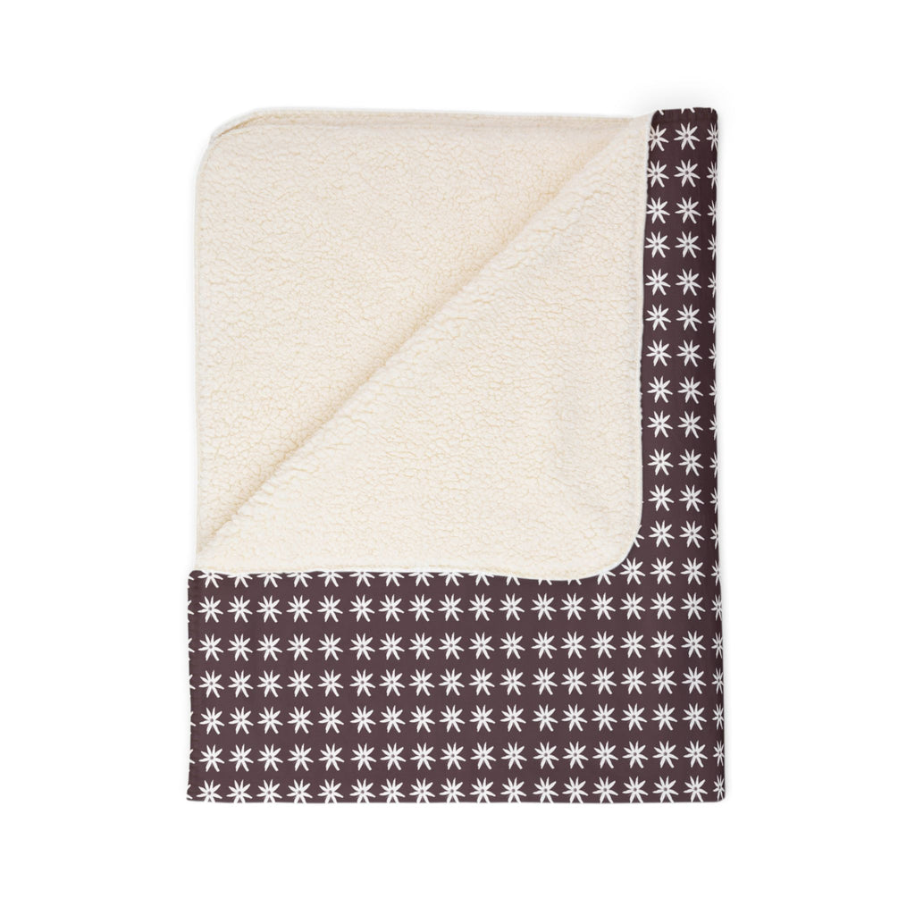 Mille Fleur Sherpa Blanket - Cozy Brown Fleece Throw