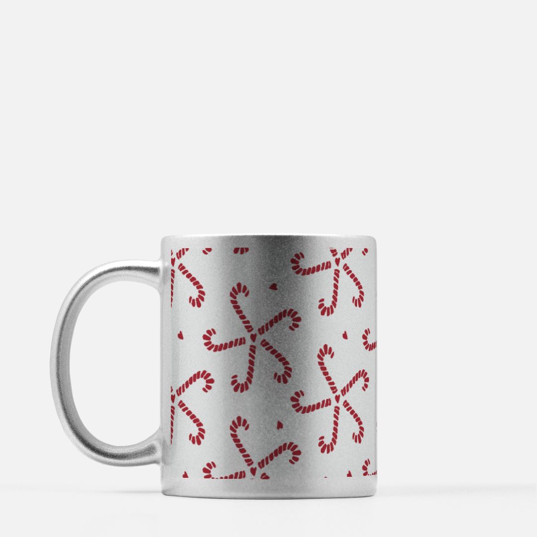Candy Cane Silver Metallic Mug 11oz