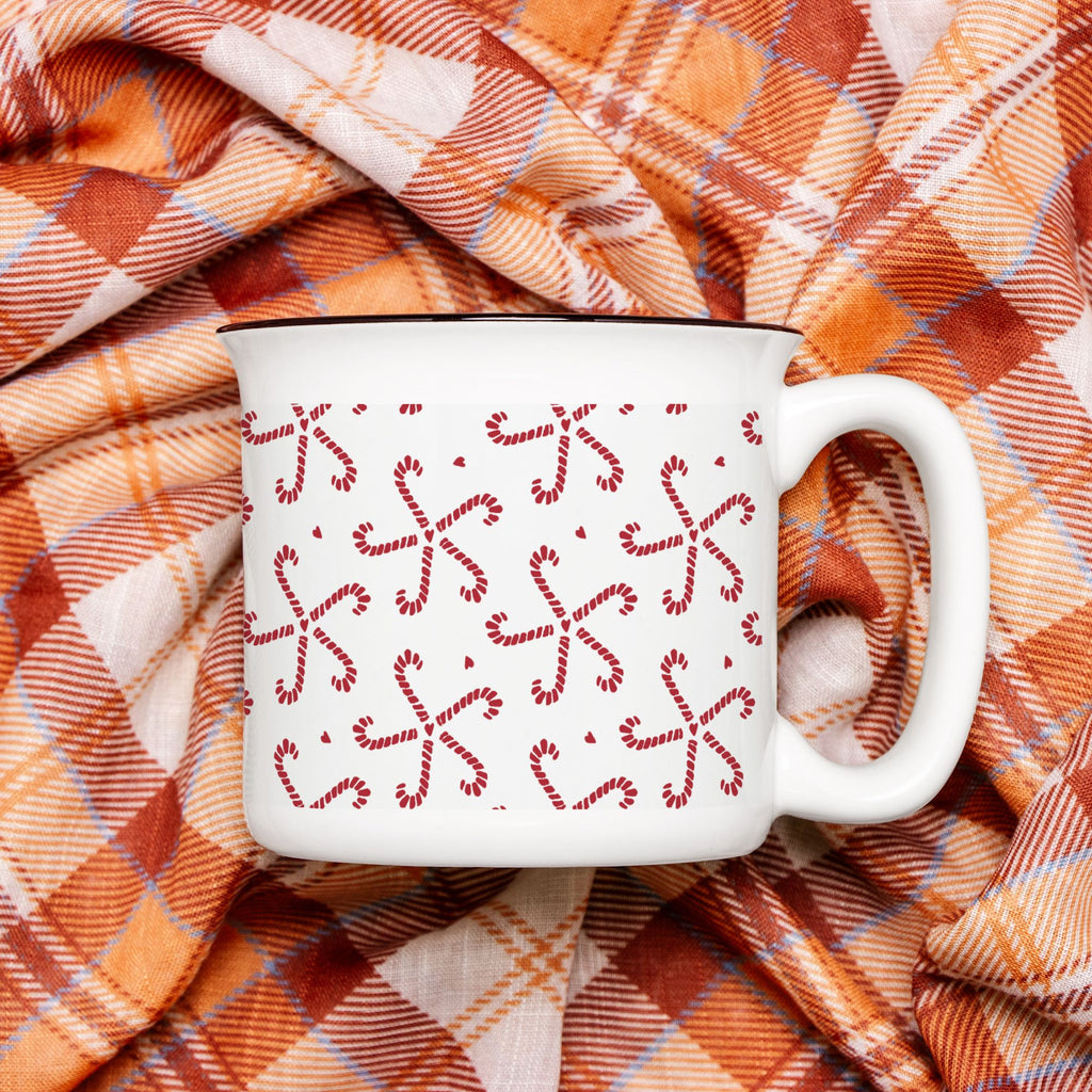 Candy Cane Ceramic Camp Mug White 13oz