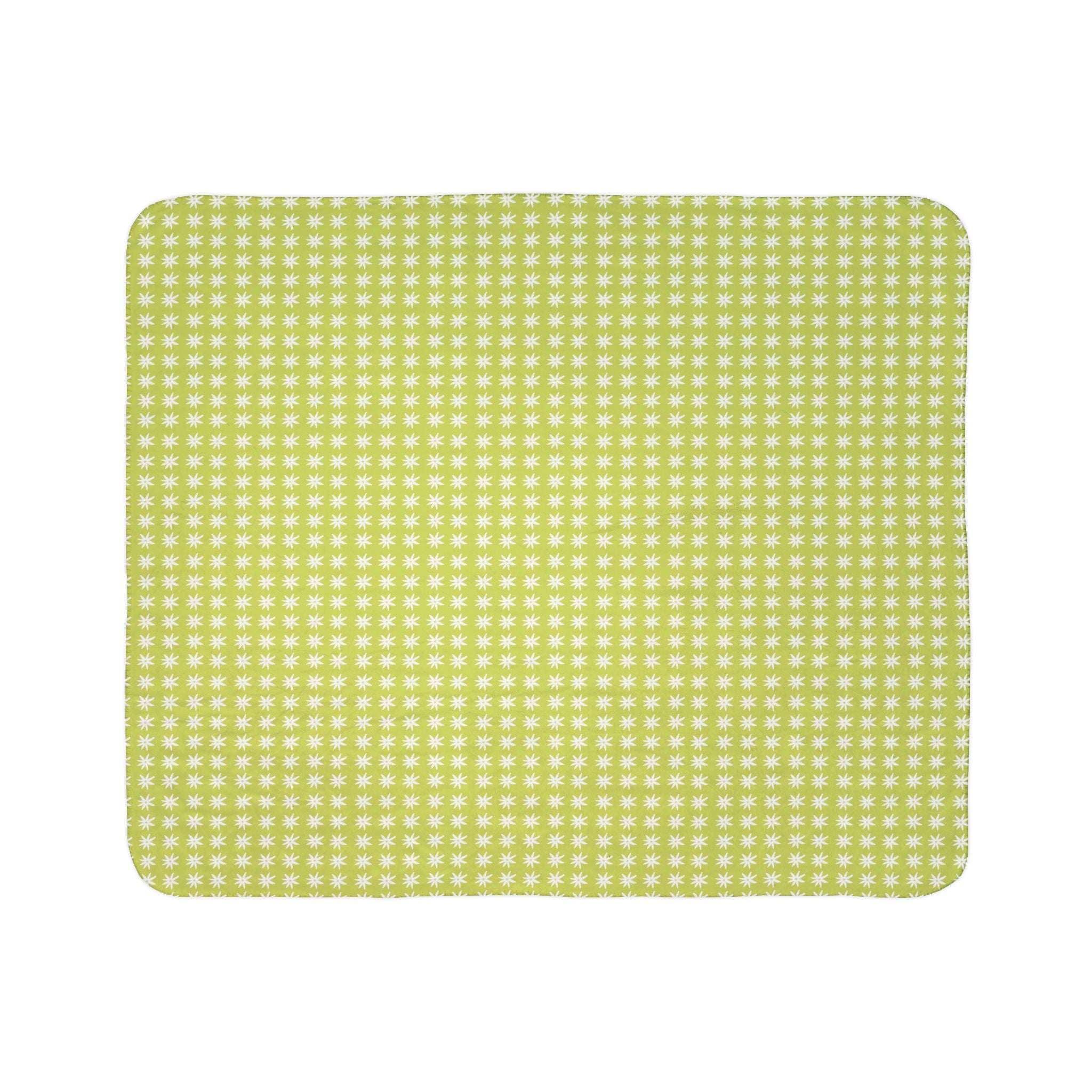 Mille Fleur Sherpa Blanket – Cozy Chartreuse Fleece Throw