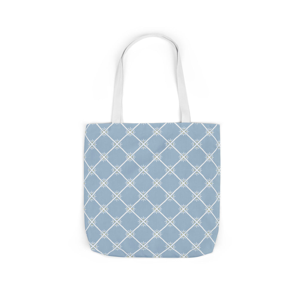 Blue Lattice Canvas Tote Bag - Reusable Beach & Market Tote