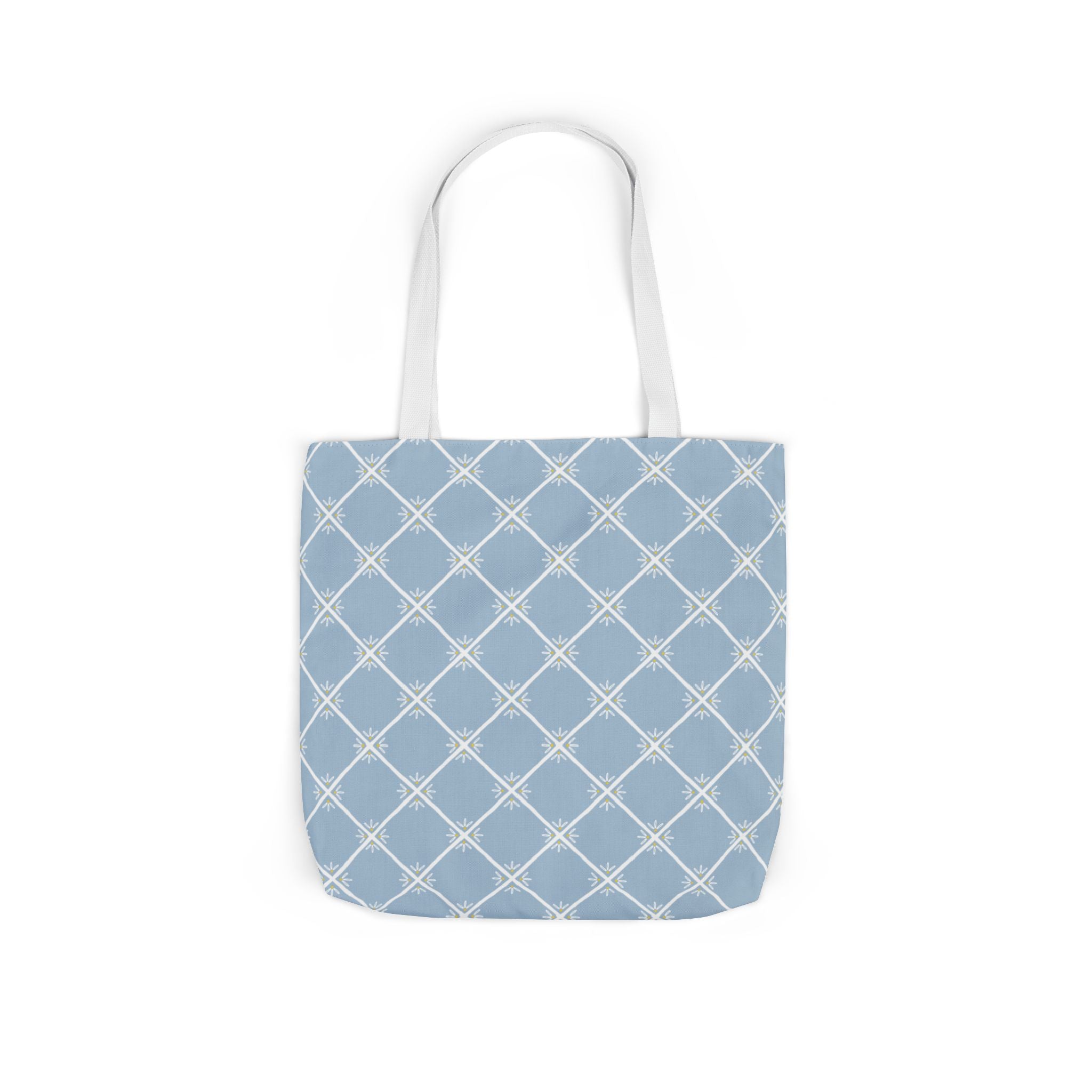 Blue Lattice Canvas Tote Bag - Reusable Beach & Market Tote