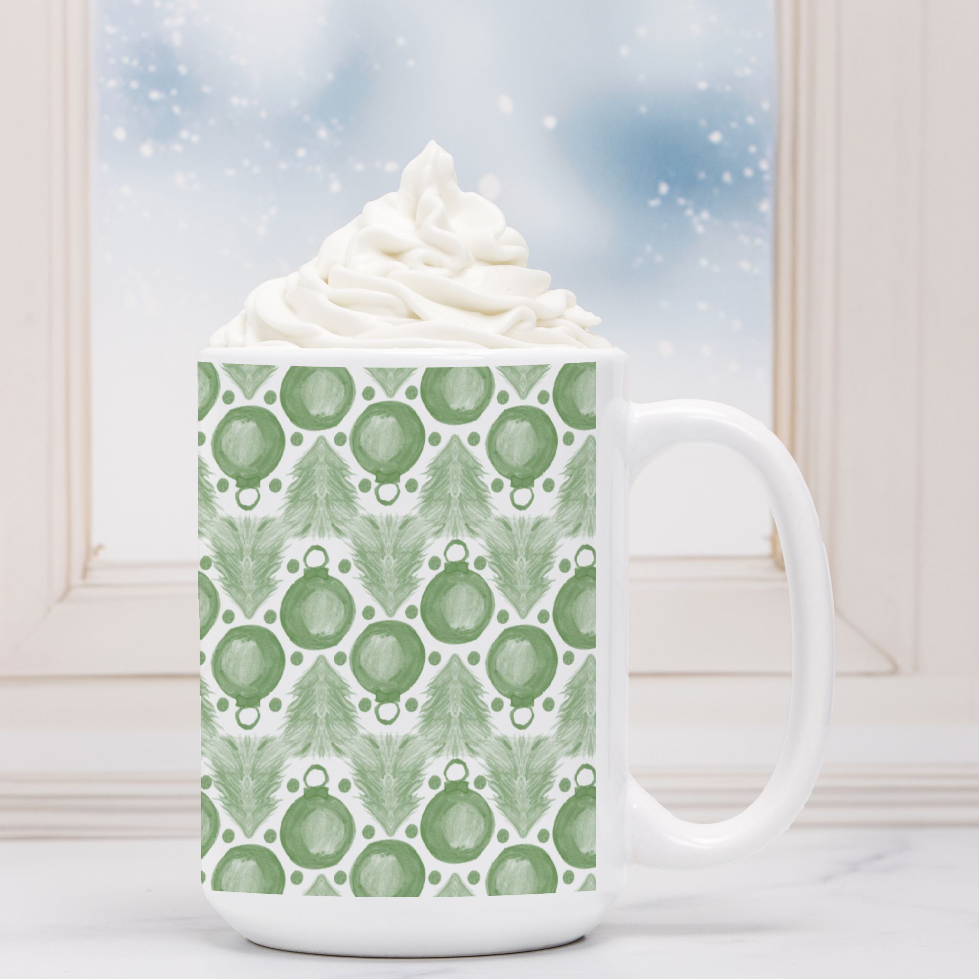 Holiday Cheer green Mug Deluxe 15oz.