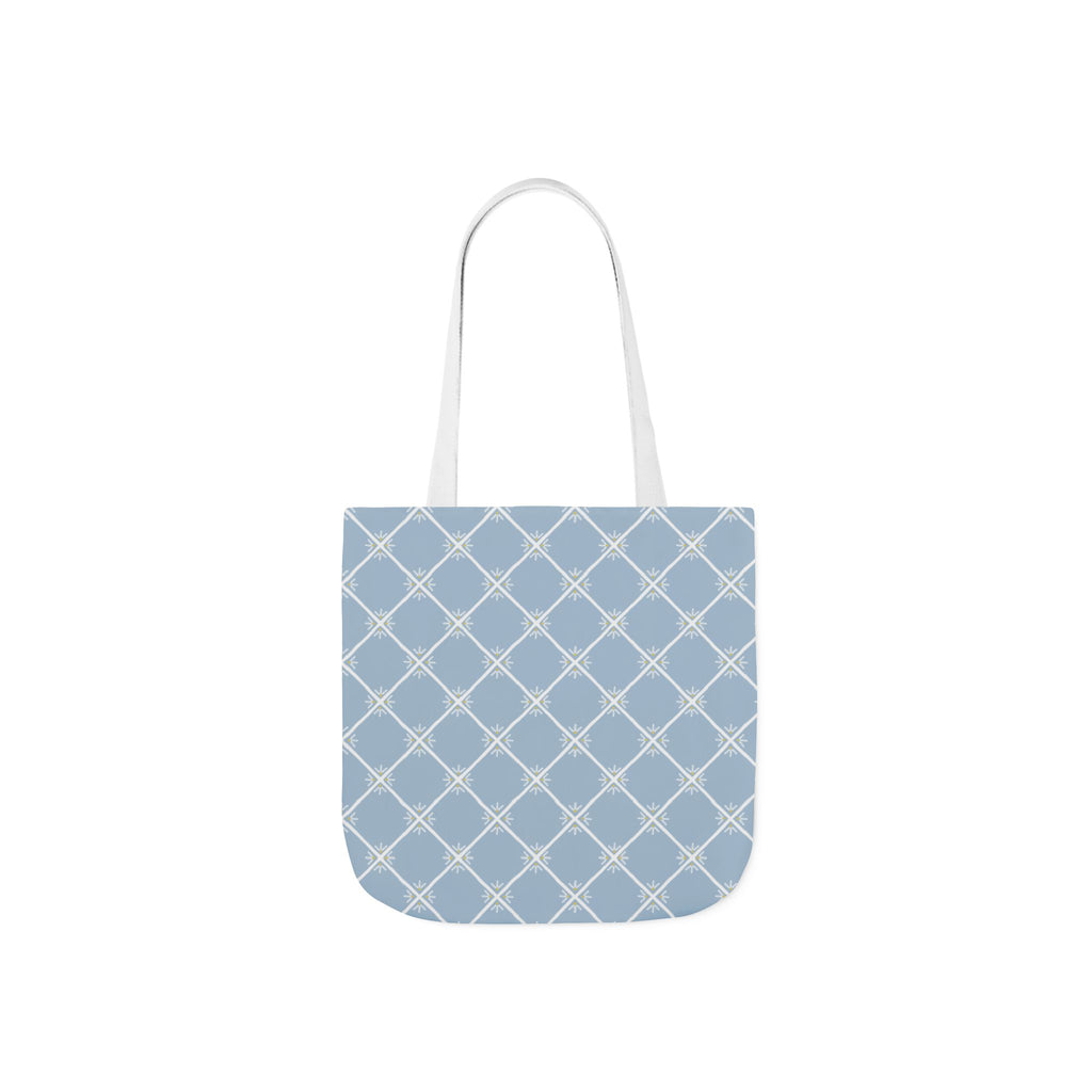 Blue Lattice Canvas Tote Bag - Reusable Beach & Market Tote