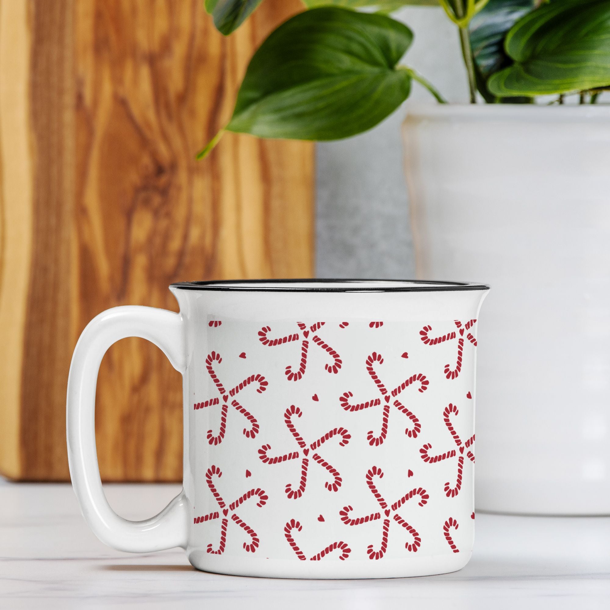 Candy Cane Ceramic Camp Mug White 13oz