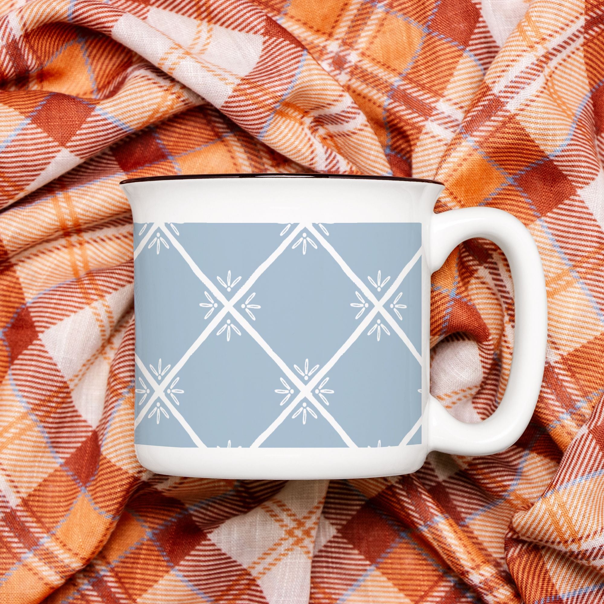 Tomorrow Pattern Ceramic Camp Mug White 13oz