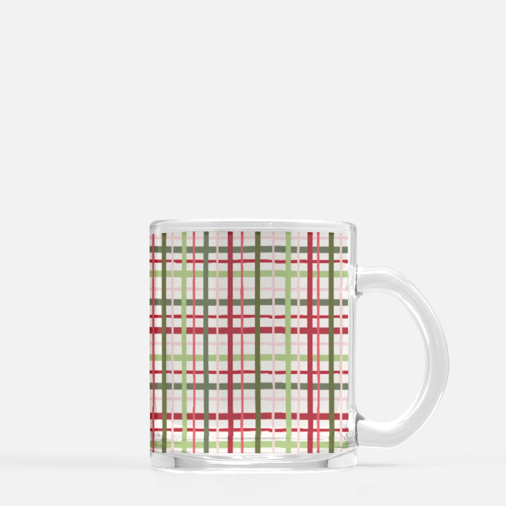 Christmas Plaid Clear Mug Glass
