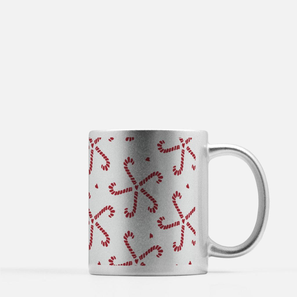 Candy Cane Silver Metallic Mug 11oz
