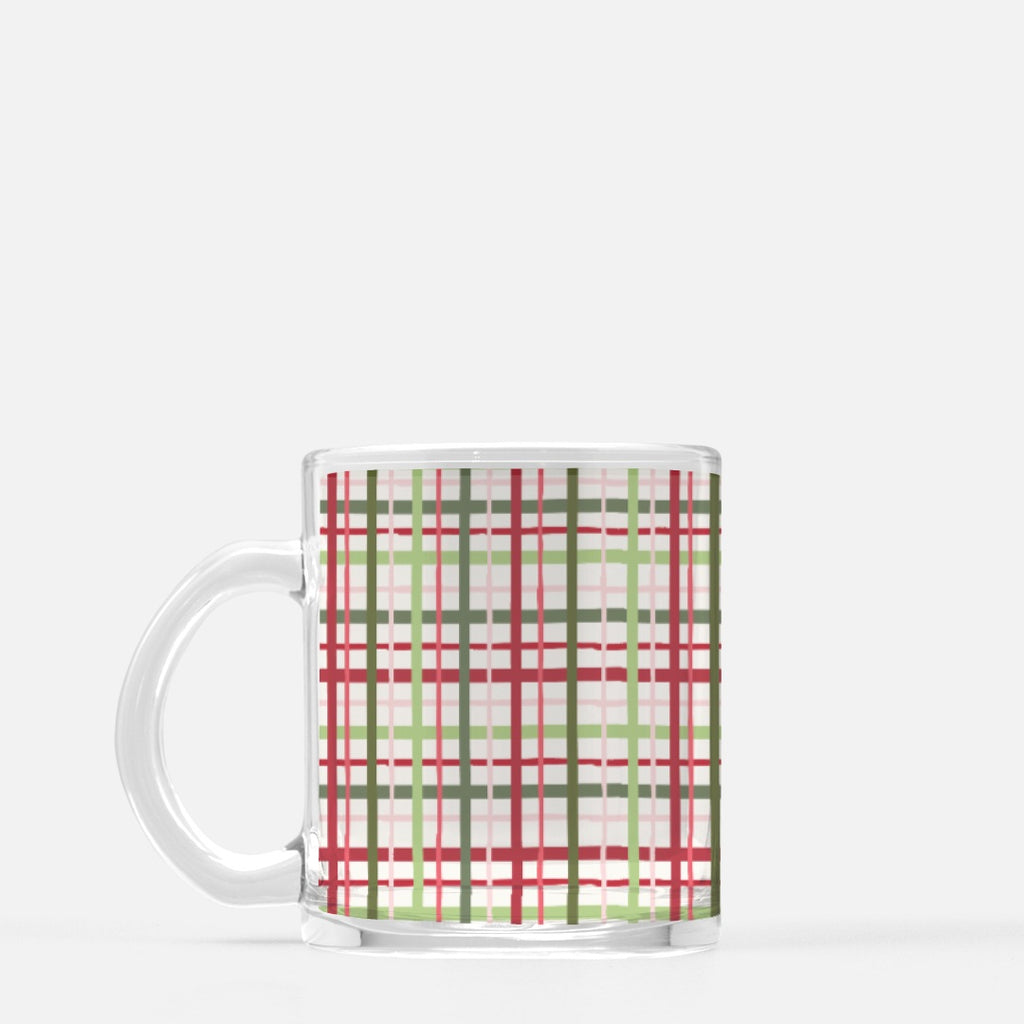 Christmas Plaid Clear Mug Glass