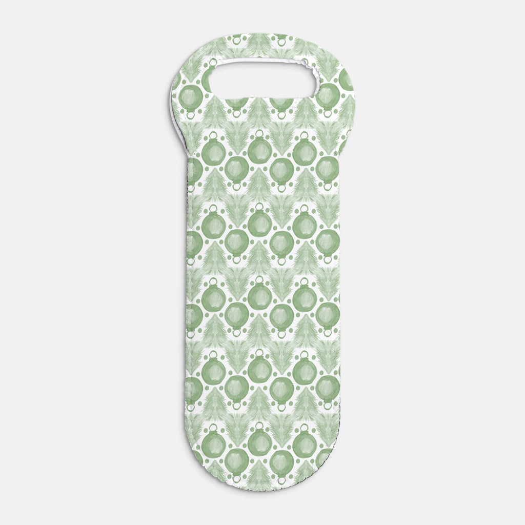 Holiday Cheer green/white Wine Tote