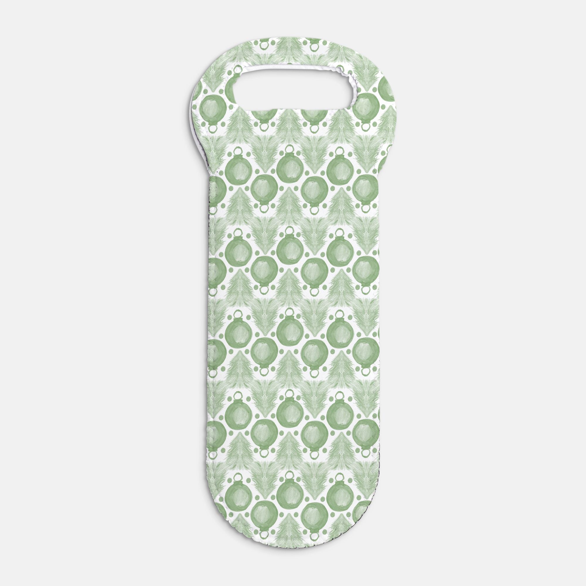 Holiday Cheer green/white Wine Tote
